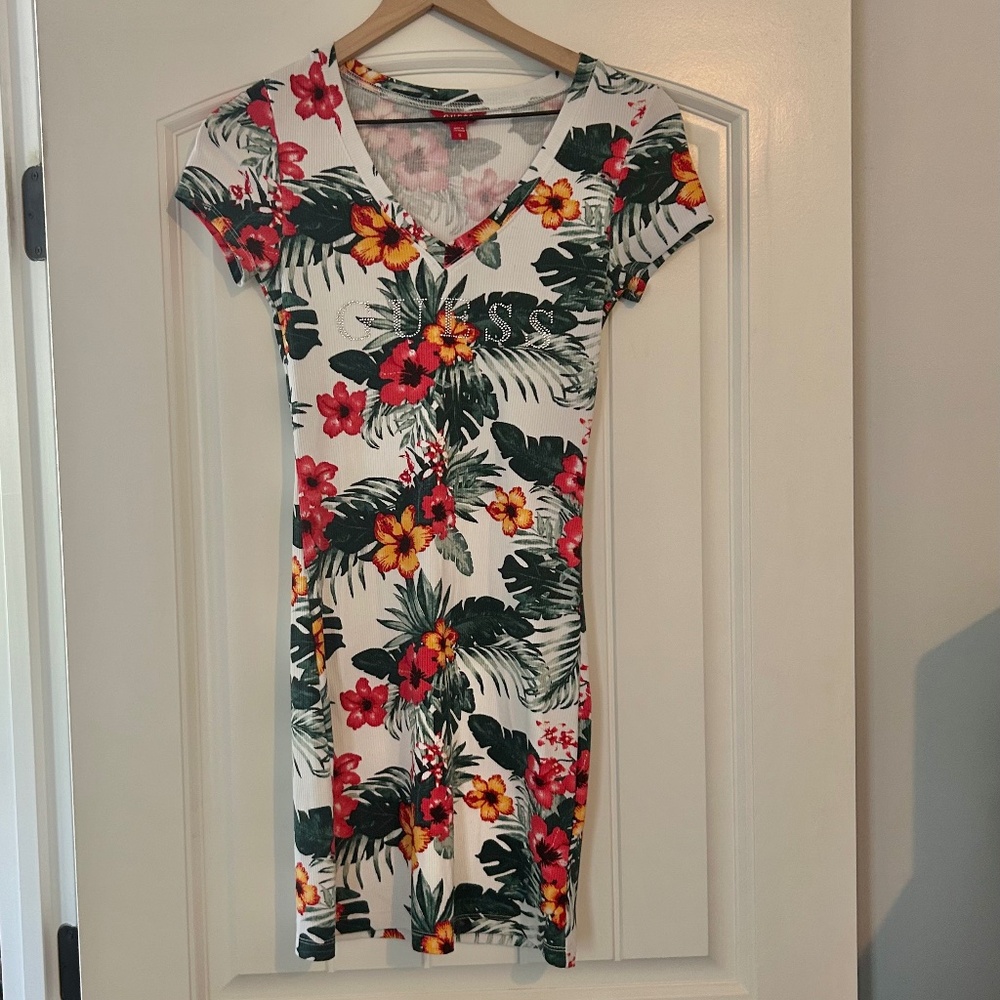 Y2K Guess Floral Ribbed Knit Mini Dress